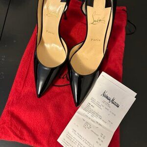 Christian Louboutin new never been worn Iriza 100 open side patent leather pumps